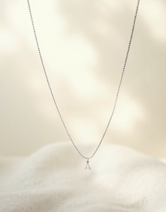 dainty silver stainless steel letter necklace