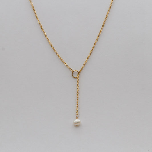 White Natural Freshwater Pearl Y Necklace