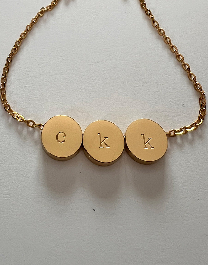 Initial Round Pendant Bracelet