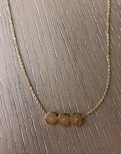 Initial Round Pendant Bead Necklace