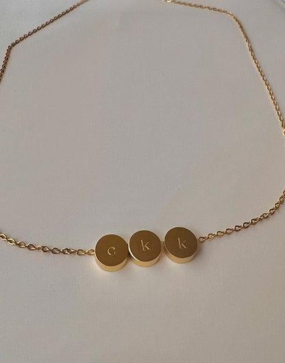 Initial Round Pendant Bead Necklace