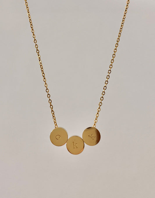 Initial Round Pendant Bead Necklace